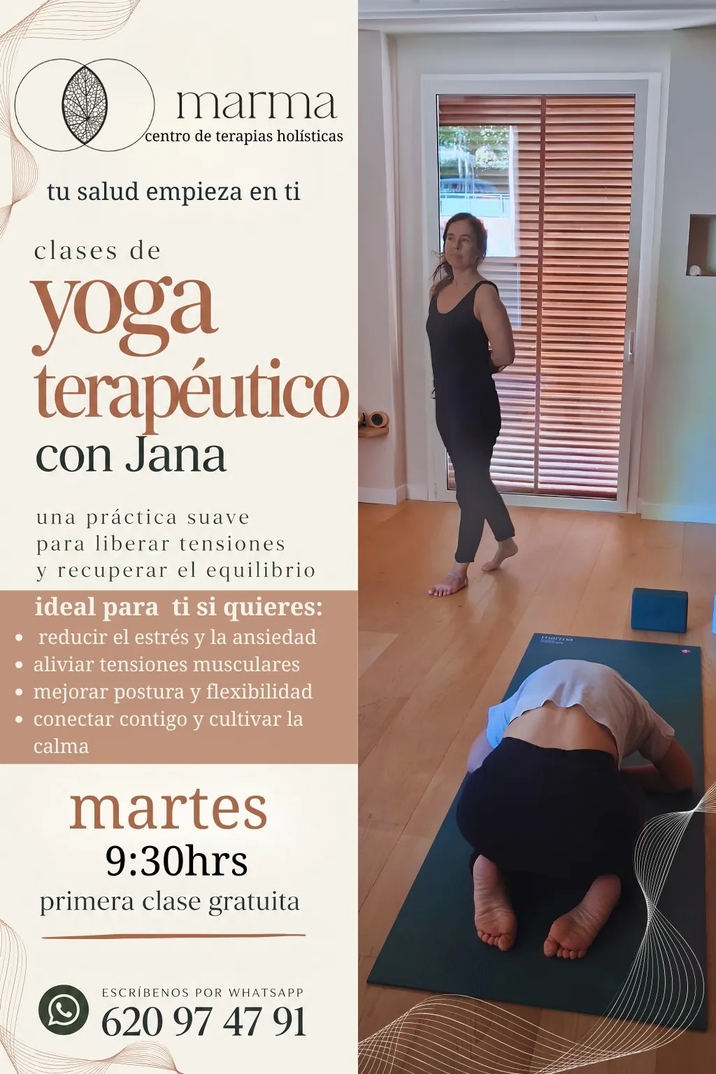 Clases de yoga terapéutico con Jana en MARMA